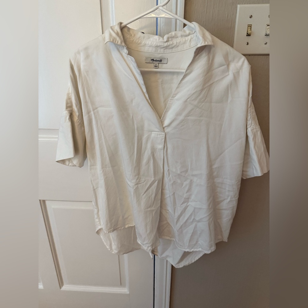 Madewell Cream Short Sleeve Shirt